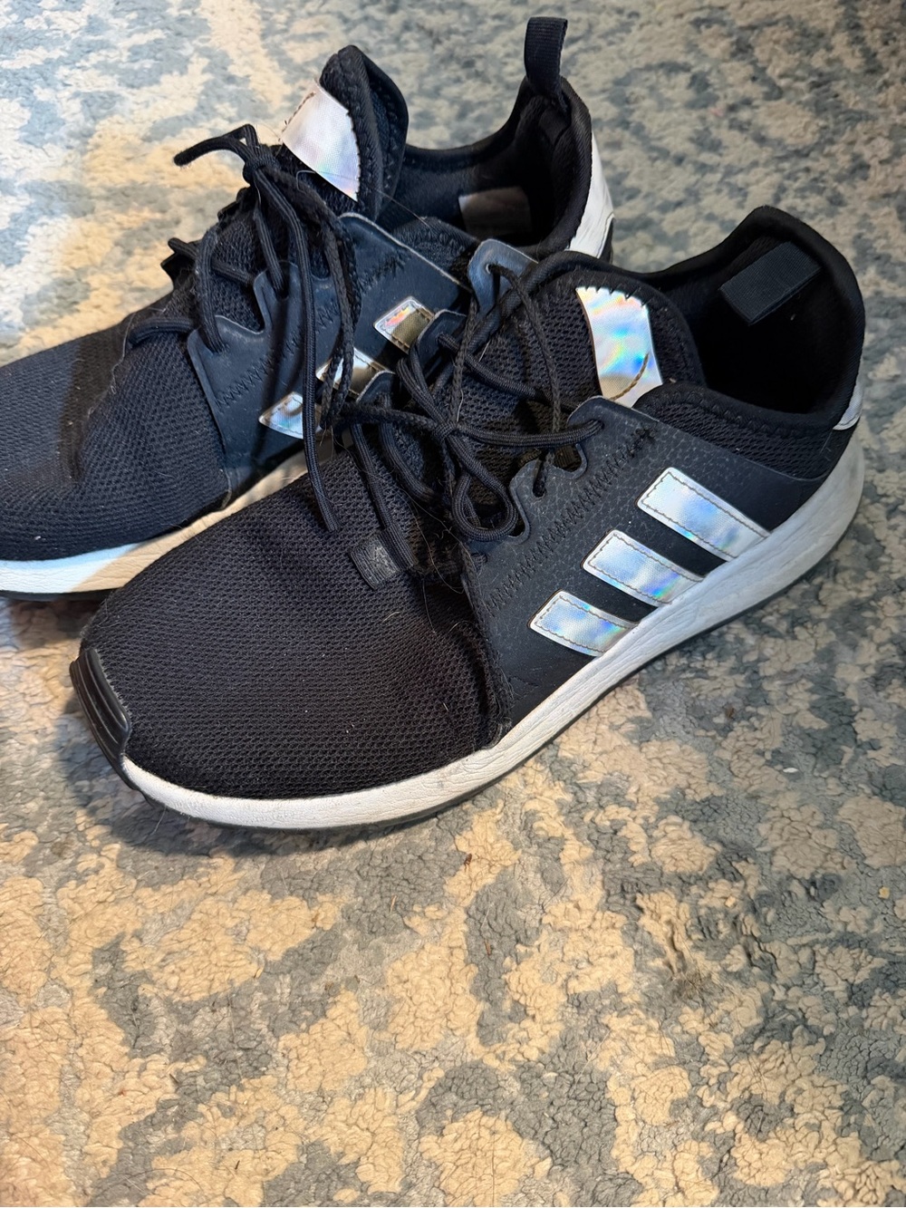 adidas Black Sneakers with Iridescent Three-Stripes